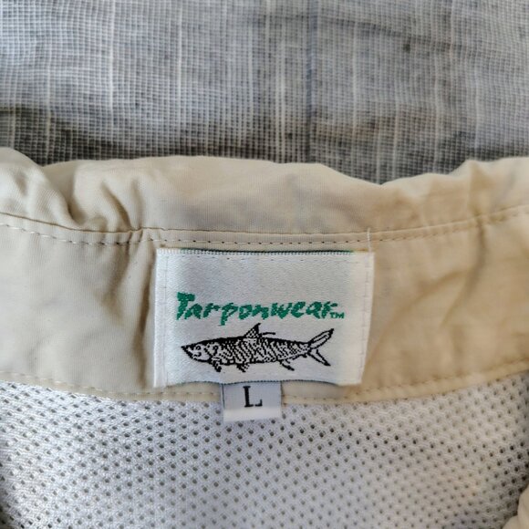 VINTAGE Tarponwear Simms Fishing Shirt Size Large Khaki Long Sleeve Performance - Picture 2 of 10